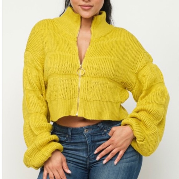Tops - Yellow Quarter Zip Sweater